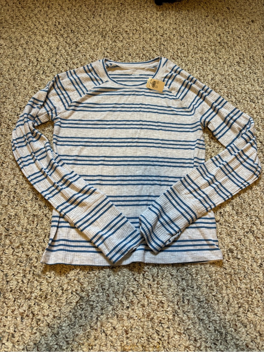 Long Sleeve Stripe Top - Blue & Cream